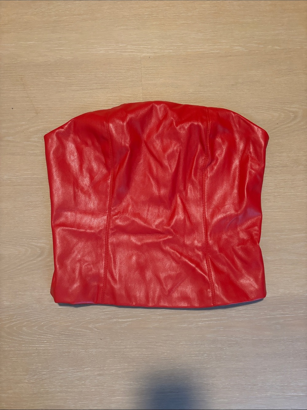 Sincerely Jules Red Faux Leather Strapless Corset Top